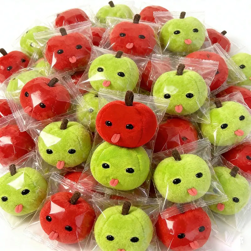 1/2pcs Cute Green/Red Apple Plush Keychain Funny Stick Out One's Tongue Keyring Plush Backpack Pendant For Car Keys Purse Gifts