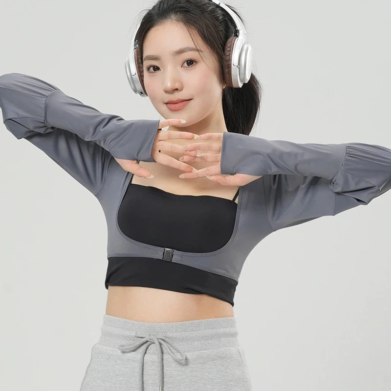 Summer Breathable Cooling Shawl Arm Sleeves With Finger Holes Women Anti-UV Sun Protection Shrug Outdoor Sports Golf T-Shirt view 2
