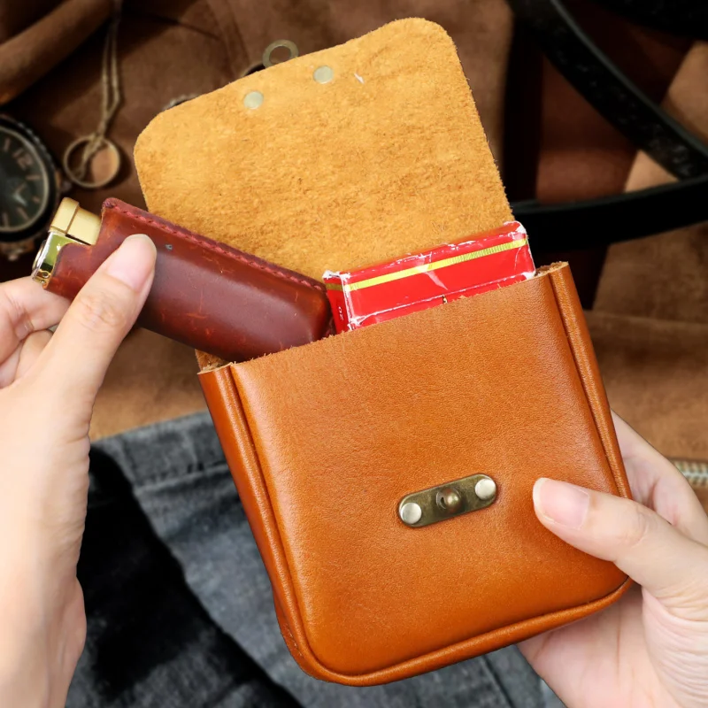 

Soft Cowhide Small Waist Bag Genuine Leather Belt Pack Sheath Wallet Card Holder Car Key Case House Key Pouch