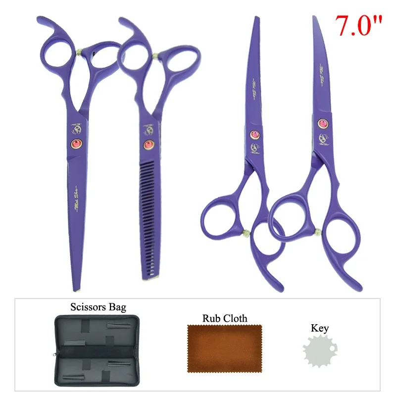 7 inch Meisha 4 Piece Dog Cat Straight Curved Cutting Thinning Shears Pet Grooming Scissors Kit Animal Hair Cut Scissors B0038A