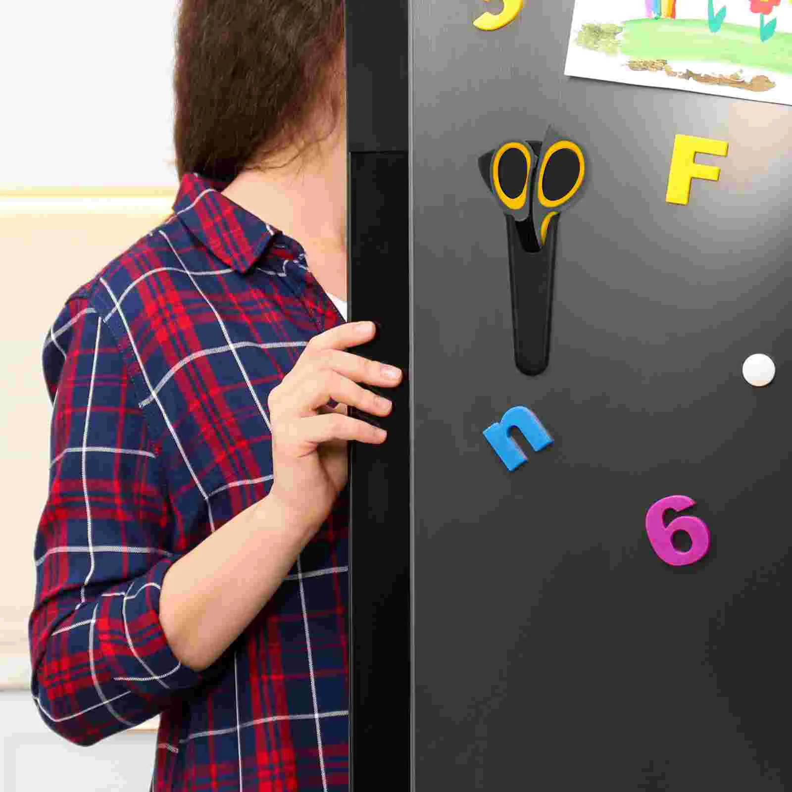 Refrigerator Scissor Sleeve Home Storage Rack Organizer Business Card Magnet Holder Flyer Magnetic Shelf Convenient