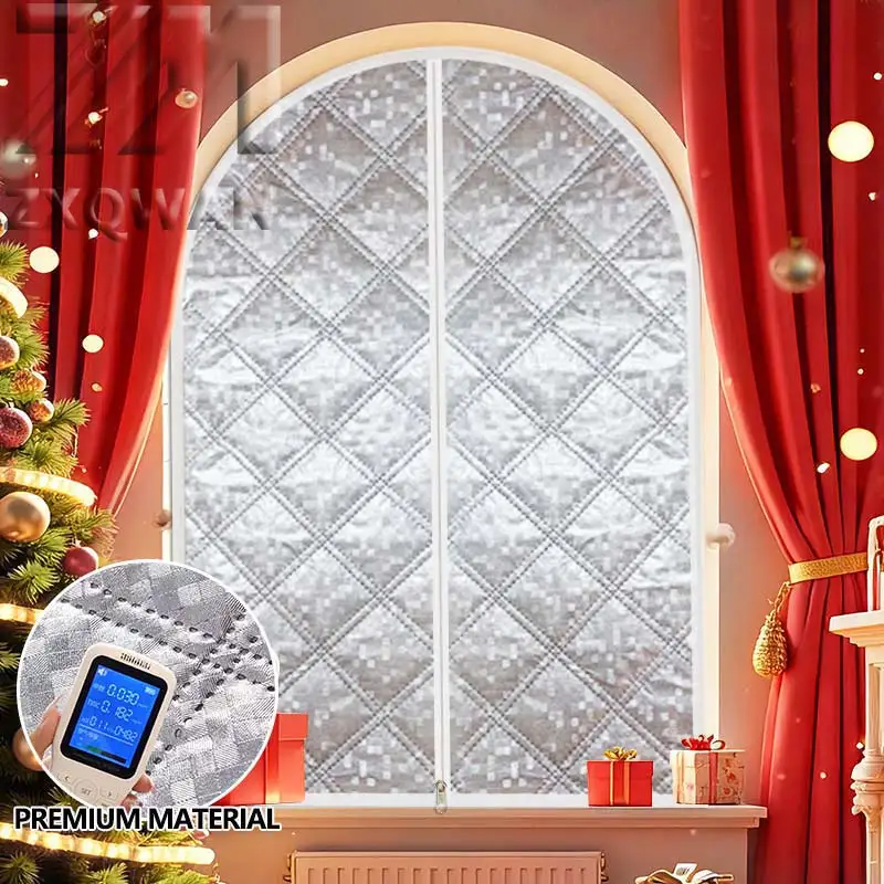Customizable Thick Cotton‑Padded Wind‑Cold Proof Thermal Curtain, Household Zipper Design, Easy‑Care, Drill‑Free Installation
