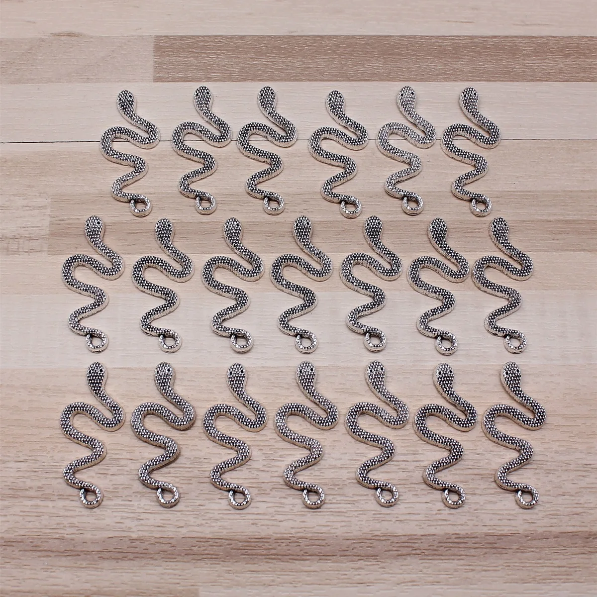 IFOCUS 20pcs/Lot Snake Charms For DIY Jewelry Making Zinc Alloy 31x14mm/1.22x0.55inch