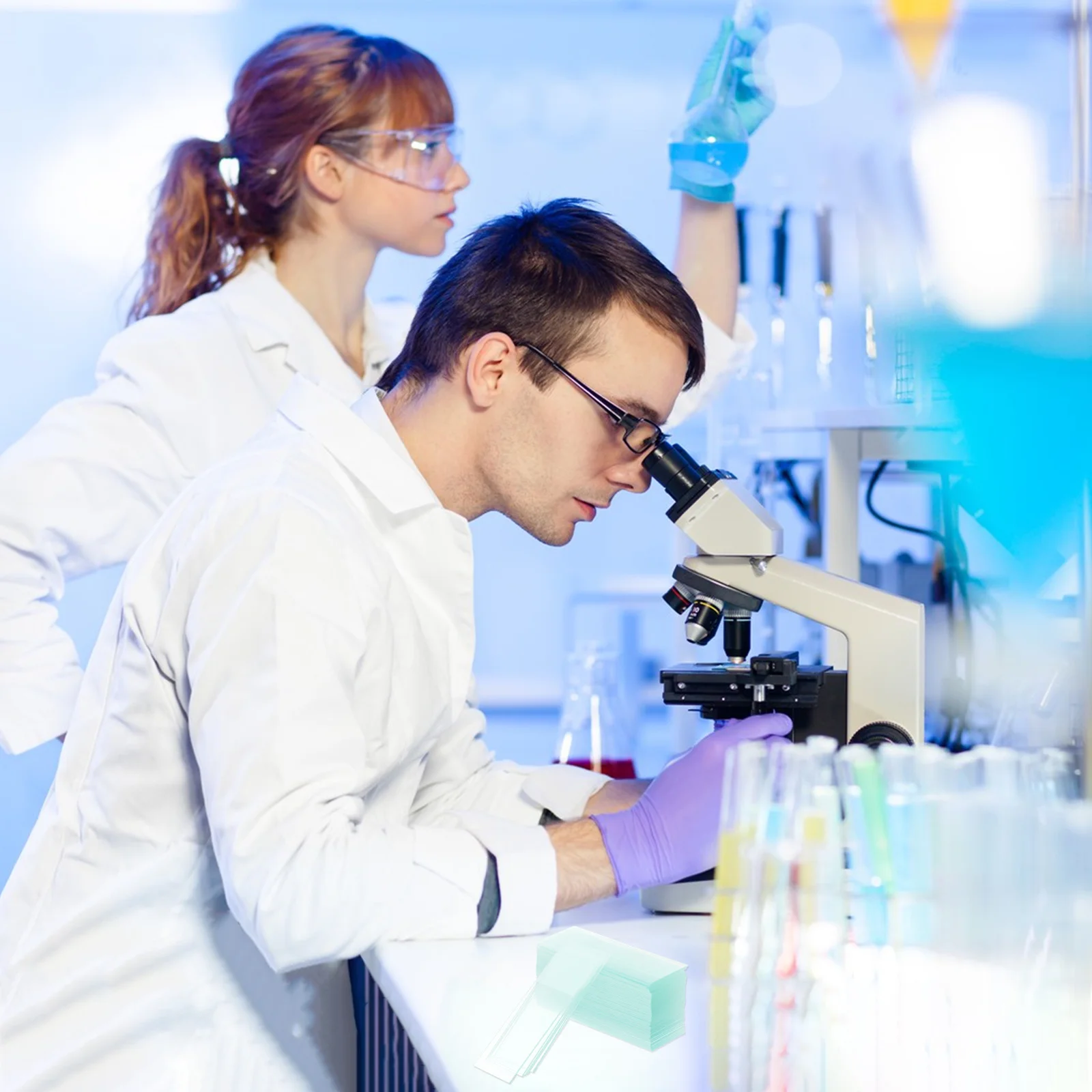 

100Pcs Microscope Slides Laboratory Glass Premium Quality for Biological Education Sample Observation Bioexperiment Slides