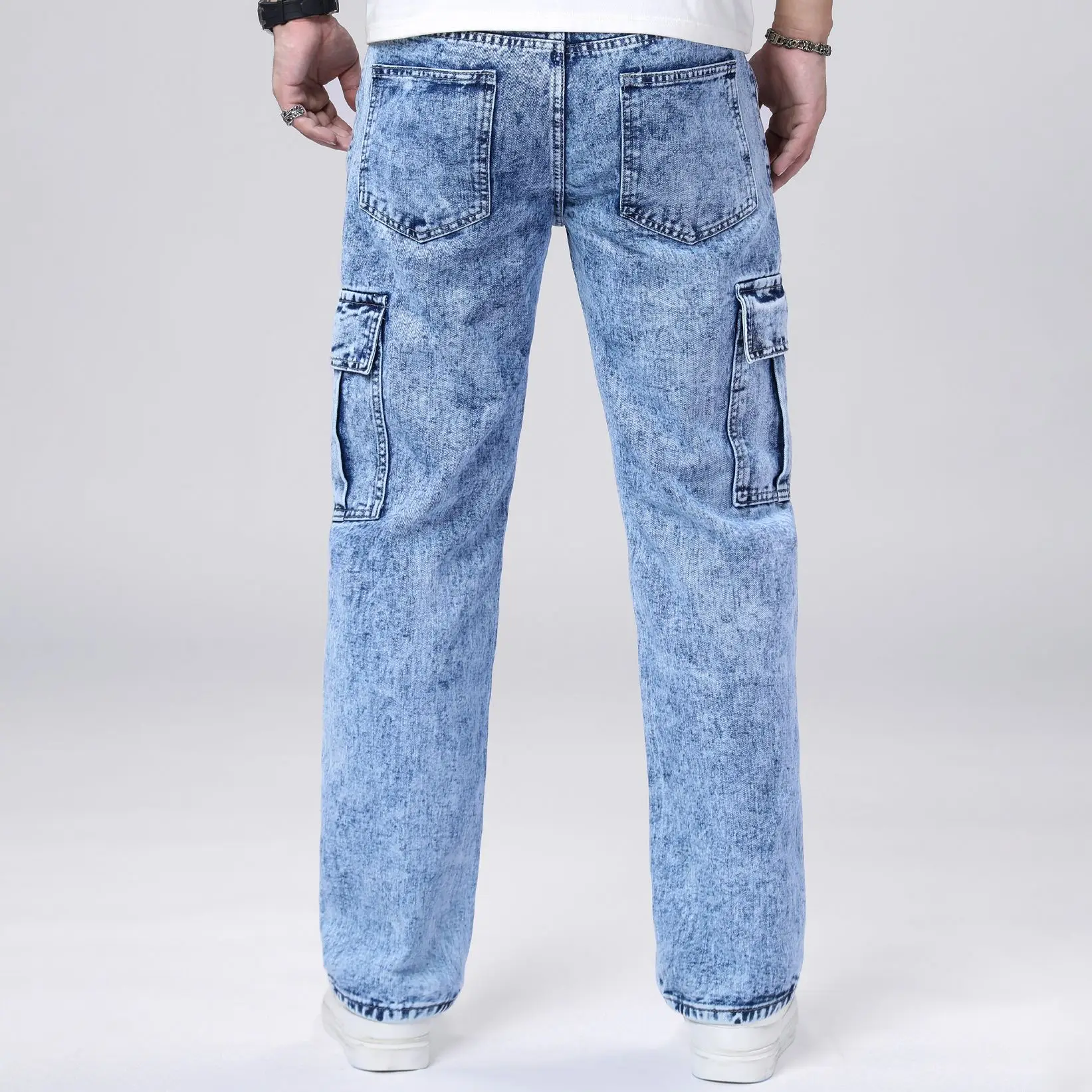 Vaqueros sueltos de pierna recta para hombre, marca de moda americana, ropa de trabajo informal, ajuste cómodo, estilo clásico