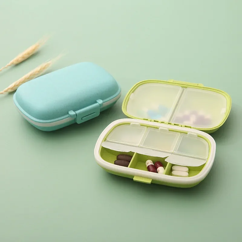 8 grids organizer container for tablets travel pill box with Seal ring Small box for tablets Wheat straw container for medicines