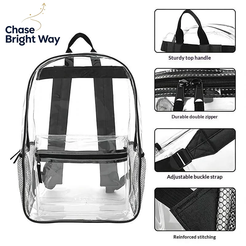 Clear Transparent PVC Backpack Waterproof 1Pcs Durable for Baseball Stadium Outdoor Sports Concerts