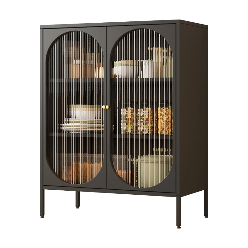 Steel side cabinets household wine and tea storage kitchen tableware storage integrated iron against the wall