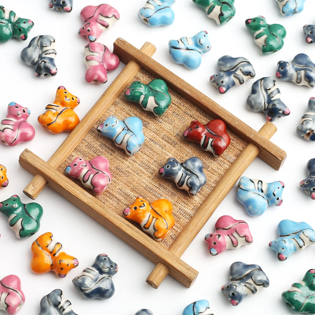 4/9Pcs Random Color Ceramic Squirrel Shaped Beads 16*20mm Multicolor Loose Beads For DIY Necklace Earring Jewelry Making
