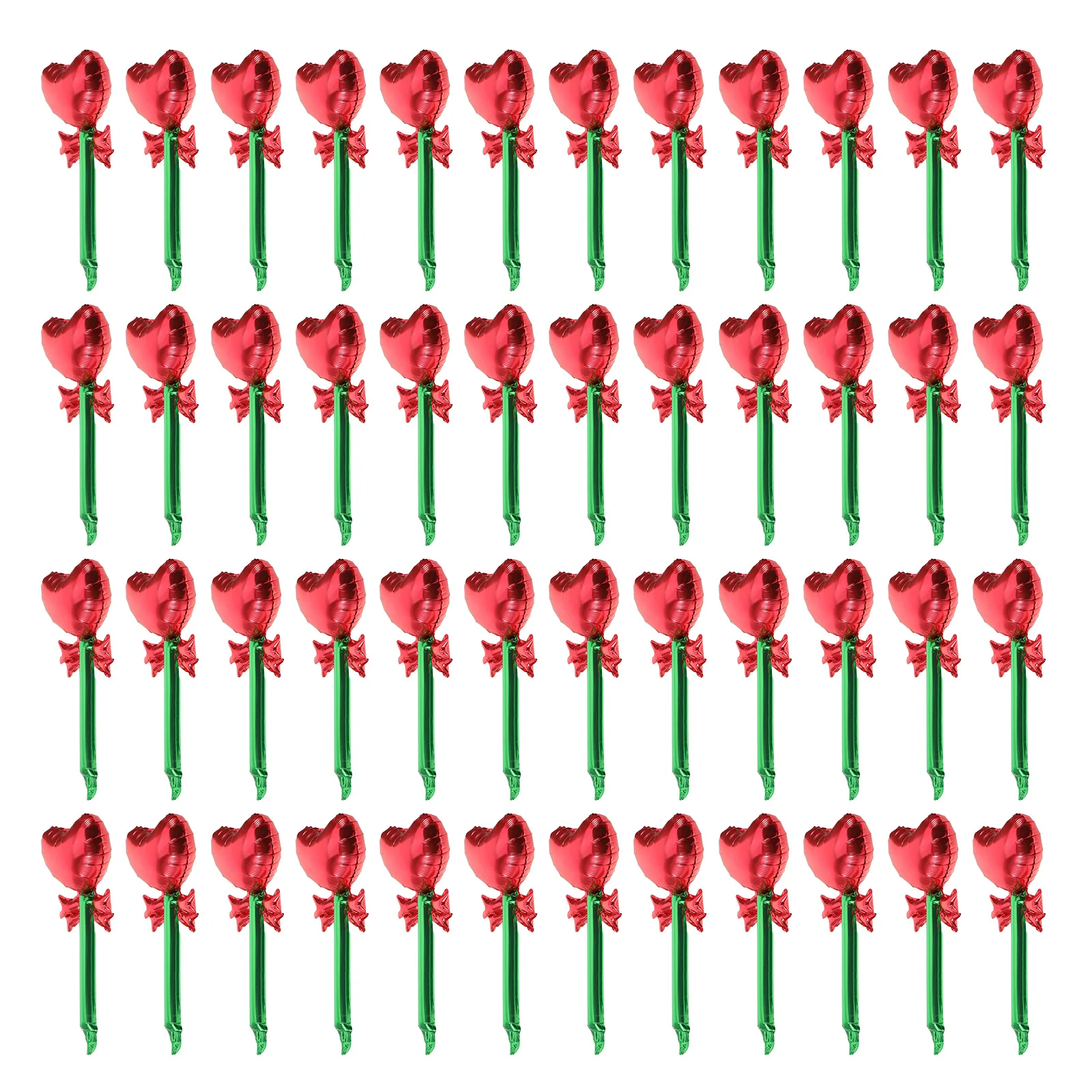 

50pcs Handheld Inflatable Heart Balloon Stick Foil Heart Shaped Balloons For Valentine'S Day Wedding Anniversary Party Decor