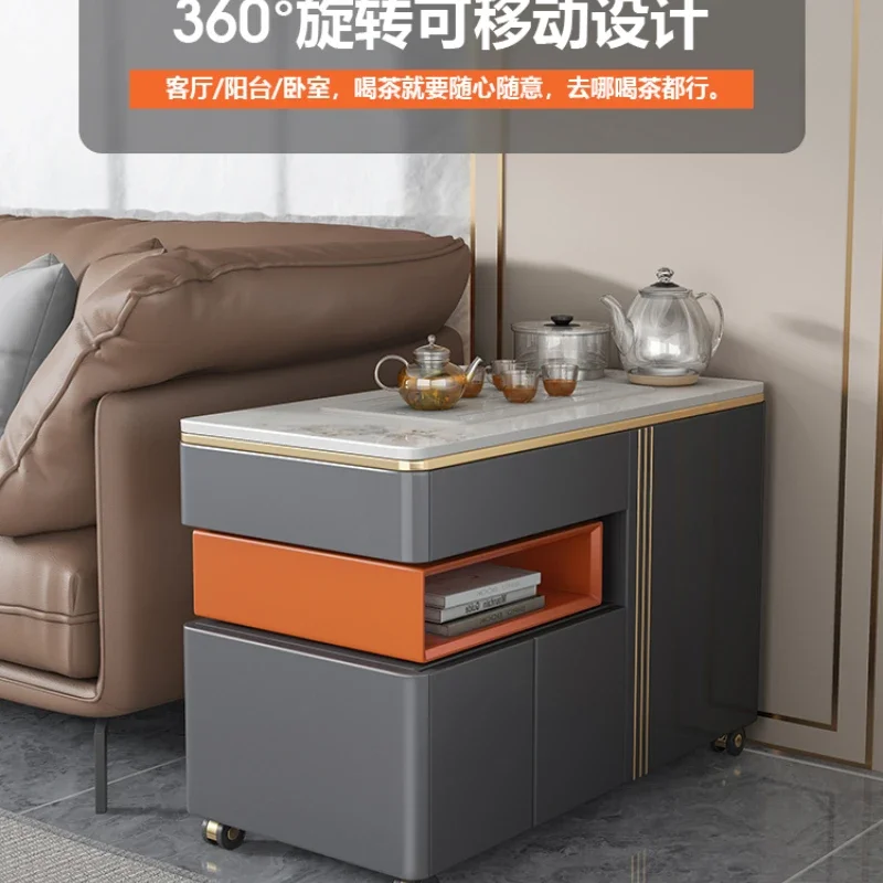 

Home Balcony Small Apartment Kung Fu Tea Table Modern Wheeled Mobile Tea Table