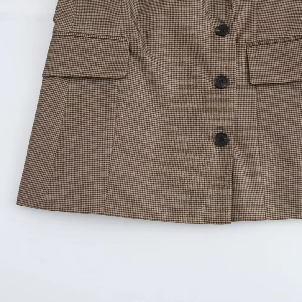 

Women's European American Style Lapel Single-Breasted Plaid Suit Fashion Coat Wholesale New Temperament