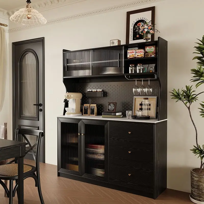 Full solid wood dining side , oak black retro tea , locker, living room wine cabinet, French home