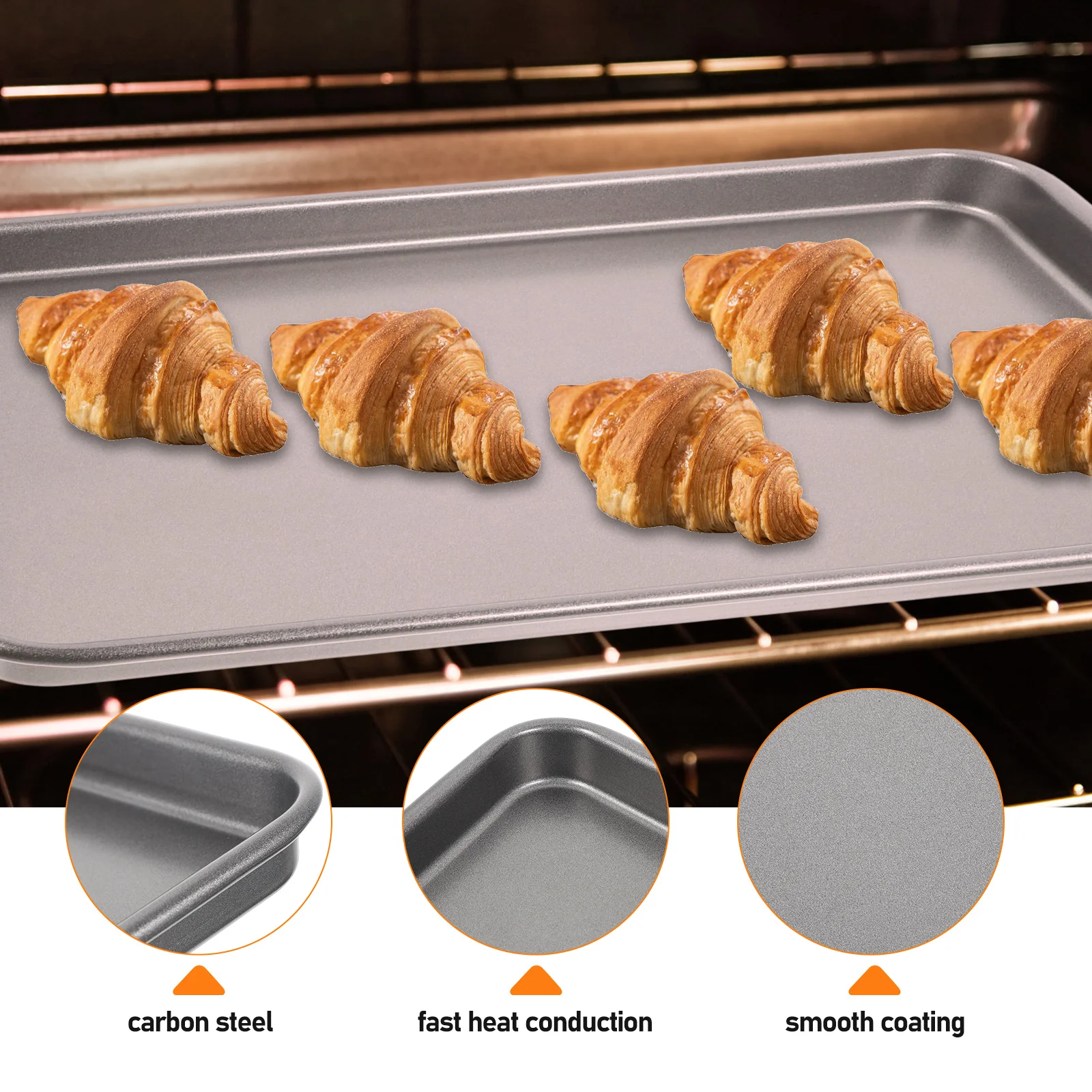 

Swiss Roll Pan 33cm x 23cm Carbon Steel Baking Tray Reusable Multifunction Nonstick Coating Easy Clean for Cakes