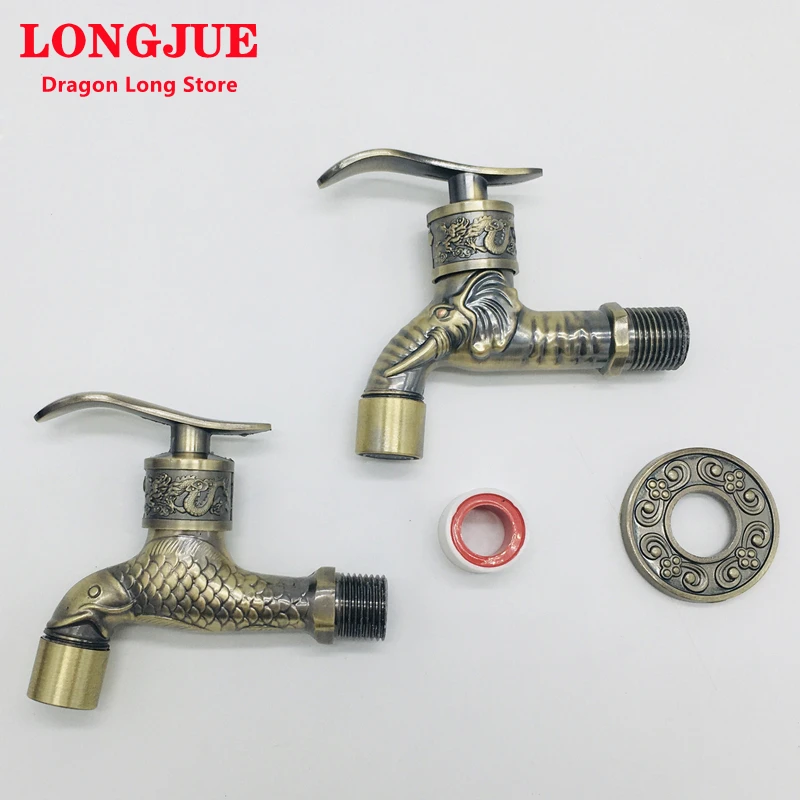 

LongJue Бронзовый Слон ​ Декоративный уличный смеситель с краном, винтажный садовый кран, настенный смеситель для швабры