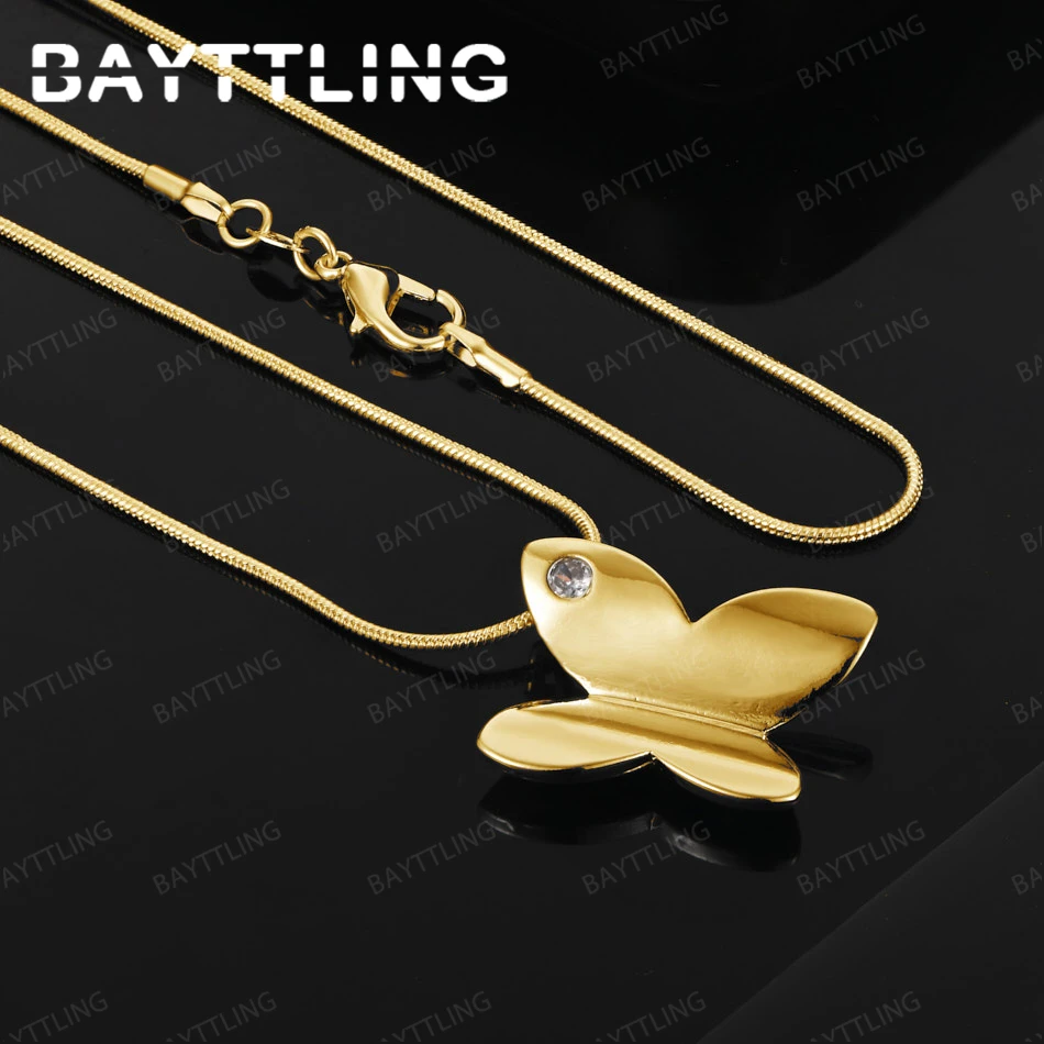 

925 Sterling Silver 18K Gold, 16-30 Inch Exquisite Butterfly Pendant Necklace, Stylish Women's Wedding Gift Jewelry