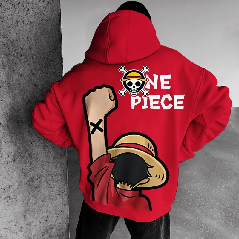 

One Piece Luffy Direct Spray Printed Hoodie for Men and Women 2026 New Autumn/Winter Loose Bottom Shirt