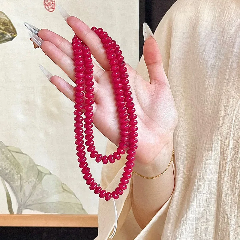 Chinese Red Bodhi Loose Beads 114 Plain Abacus Shape Bodhi Beads for Buddhist Prayer Beads Jewelry Making Supplies Gifts