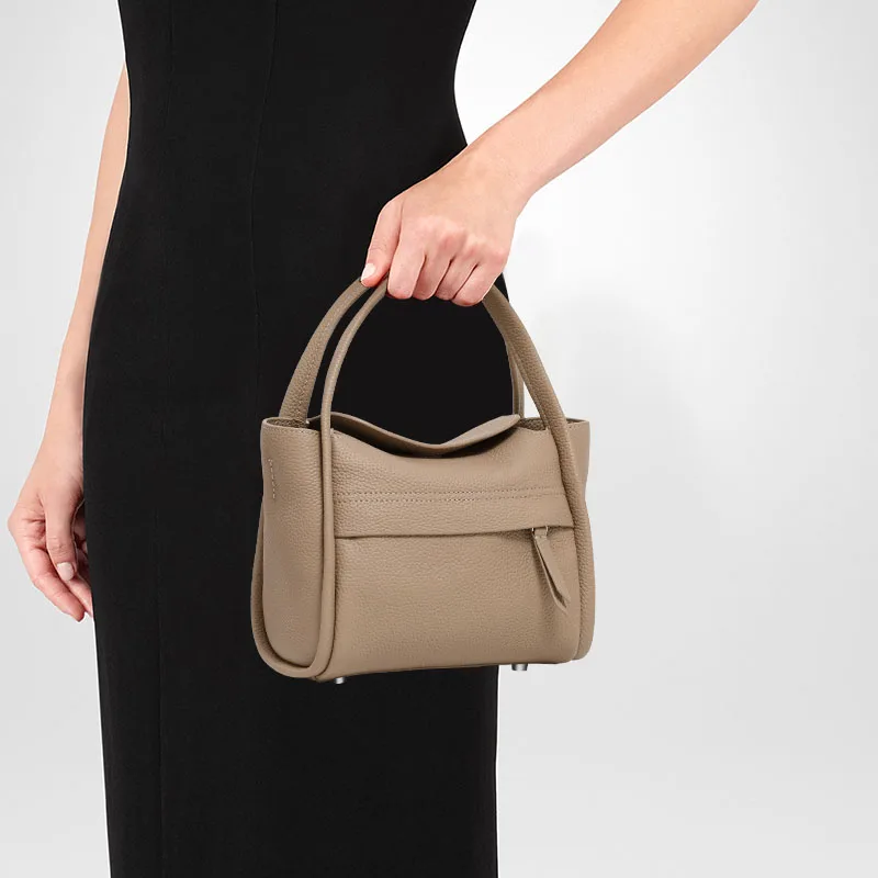 

Aidrani Genuine Cowhide Yuanbao Mini Vegetable Basket Shoulder Cross-Body Satchel Commuter Bag 2025 fashion Women handbag