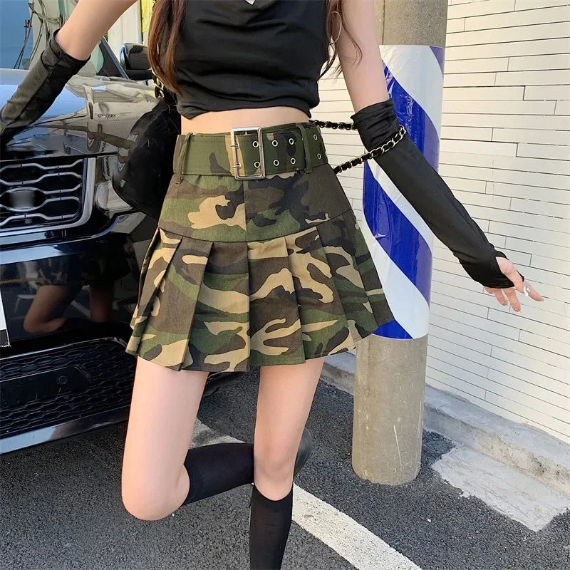 

Уличная камуфляжная женская юбка, летняя модная повседневная летняя юбка Saia 2025 Faldas Mujer De Moda, плиссированные юбки Y2k с высокой талией
