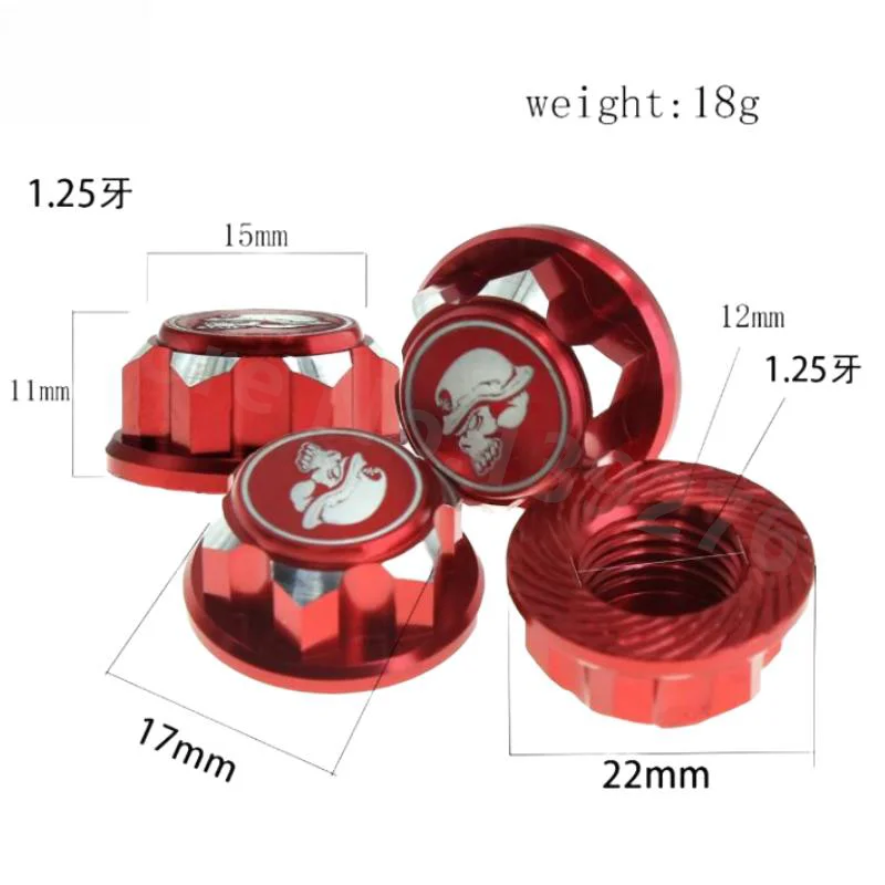 4pcs RC Car Metal 17mm Hex Wheel Nuts Dustproof Anti-Skid Non-slip Parts Accessories for X-Maxx Summit E-Revo Sledge Buggy Truck