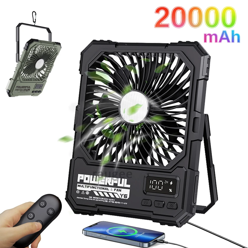 Desk Fan Portable Mini Fan Foldable Table Fan 20000mAh USB Rechargerable Wall Fan Student Desktop Hang Fan Camping Tent Fan