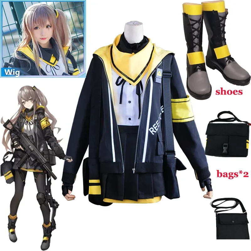 Game Girls Frontline Ump45 Cosplay Costume Battle Unifrom Full Set For Christmas Party Women Frontline Ump45 Cosplay Boots Shoes