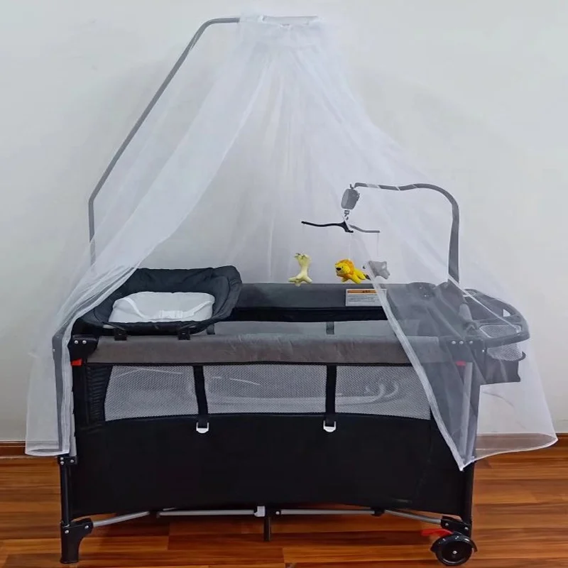 2-in-1 baby pack n play bed portable folding playpen kids crib