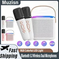 Y1 Bluetooth 5.3 Wireless Dual Microphones Karaoke Machine KTV DSP System PA Speaker HIFI Stereo Surround RGB Colorful LED Light