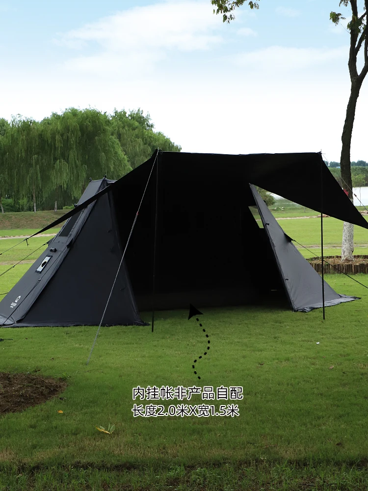 Outdoor waterproof black glue shelter chimney tent camping equipment