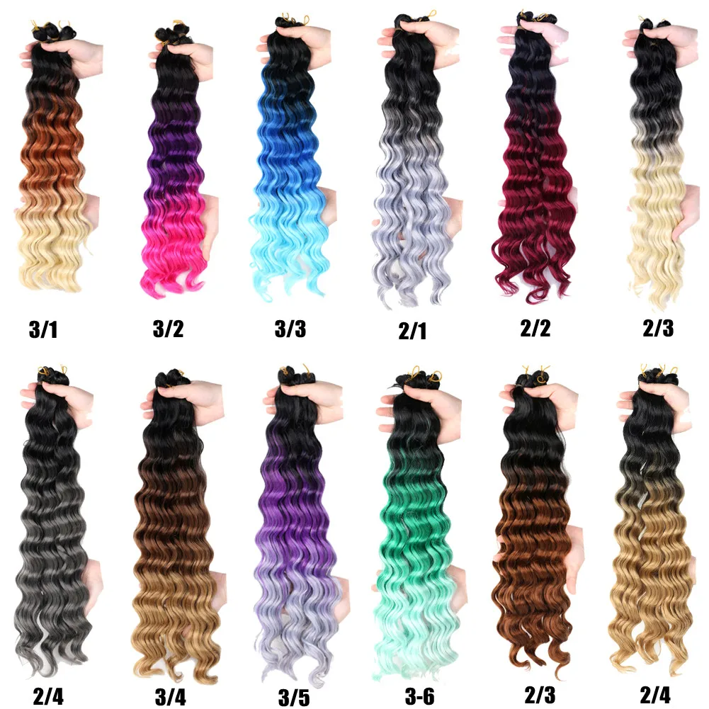 Full Star-Natural Synthetic Deep Wave Twist Crochet Cabelo para Mulheres, Afro Curls, Crochet Tranças, Ombre Trança, extensões de cabelo