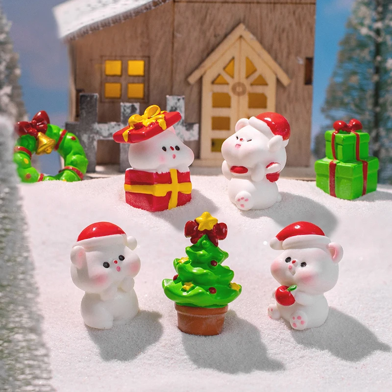 Mini adorno de muñeco de nieve de Papá Noel de Navidad de resina, micropaisaje, adornos navideños, decoración de parque de escritorio para el hogar, 1 ud.
