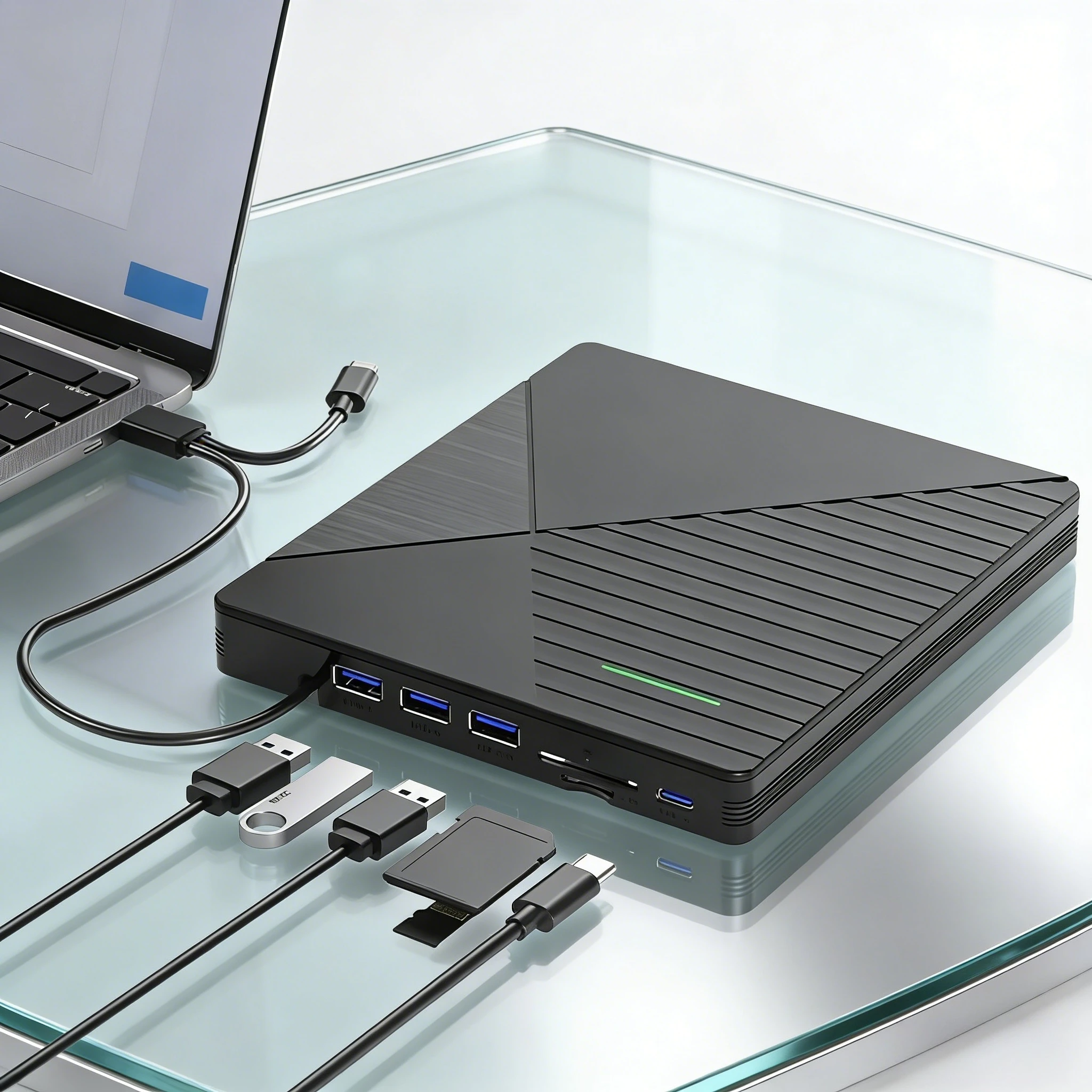 

7 in 1 External USB 3.0 DVD CD RW Multi-Function Optical Drive for Laptop PC - DVD Player Reader Burner for Windows 11/10 Mac