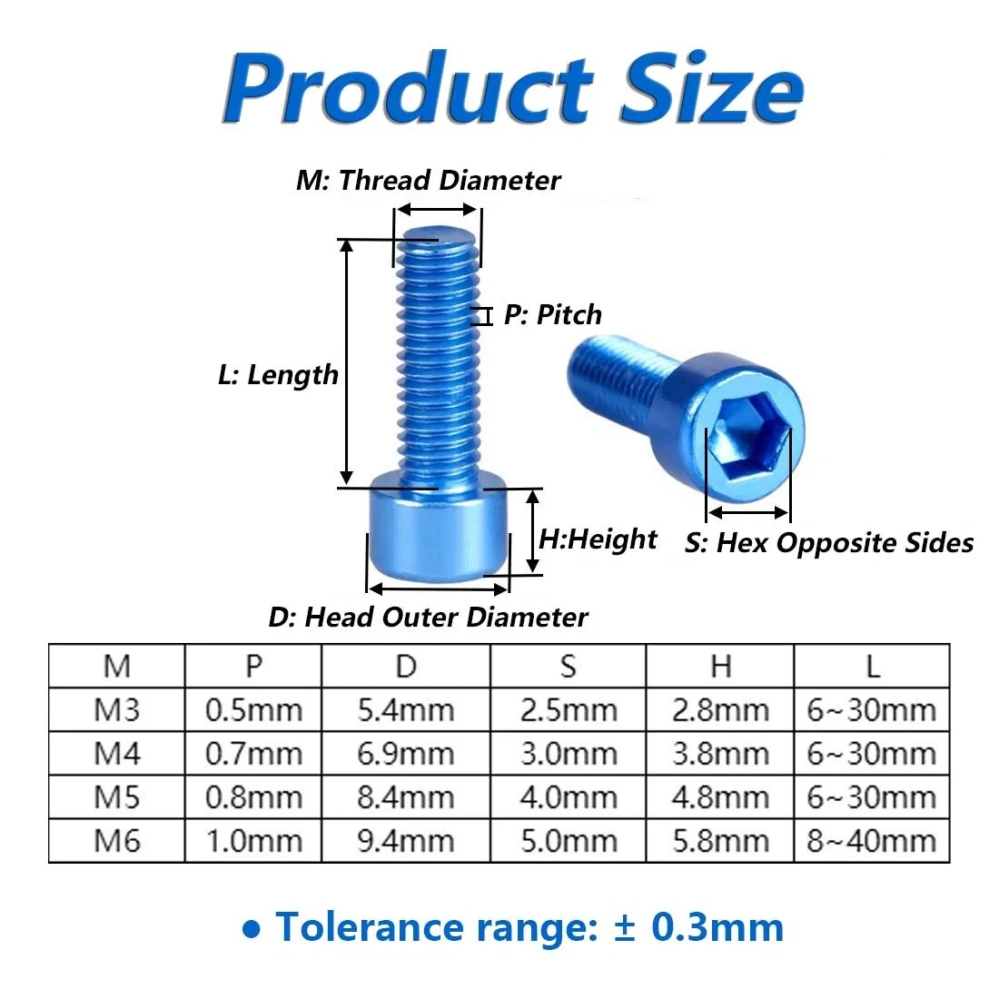 10pcs 7075 Aluminum Screw M3 M4 M5 M6 Anodized Colourful Aluminum Hex Hexagon Socket Cap Head Machine Screw Bolts