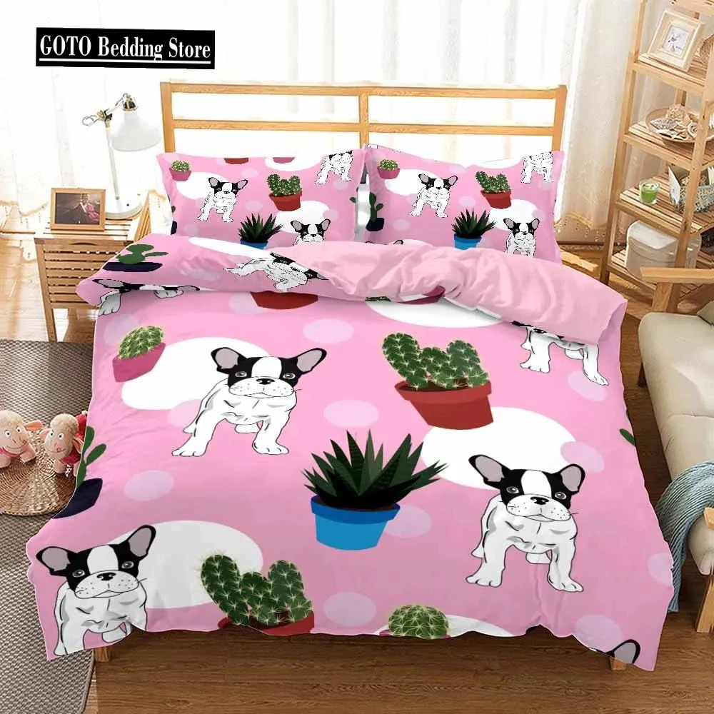 

Pet Dog Duvet Cover Sets Bedclothes Bedding Set Cute Pug Single Kids Bed Sets for Girl Boy Dropshipping Home Textile Bed Linens