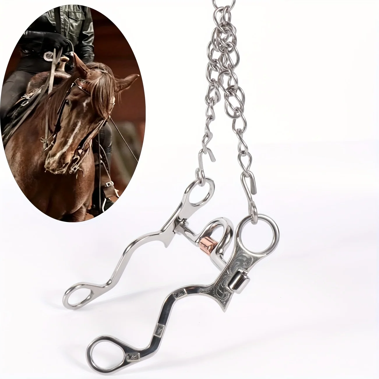 5 Inch Stainless Steel Horse Bit with Mullen Mouthpiece Full Cheek Snaffle Bit Outdoor Horse Accessory Circular Horse Bit