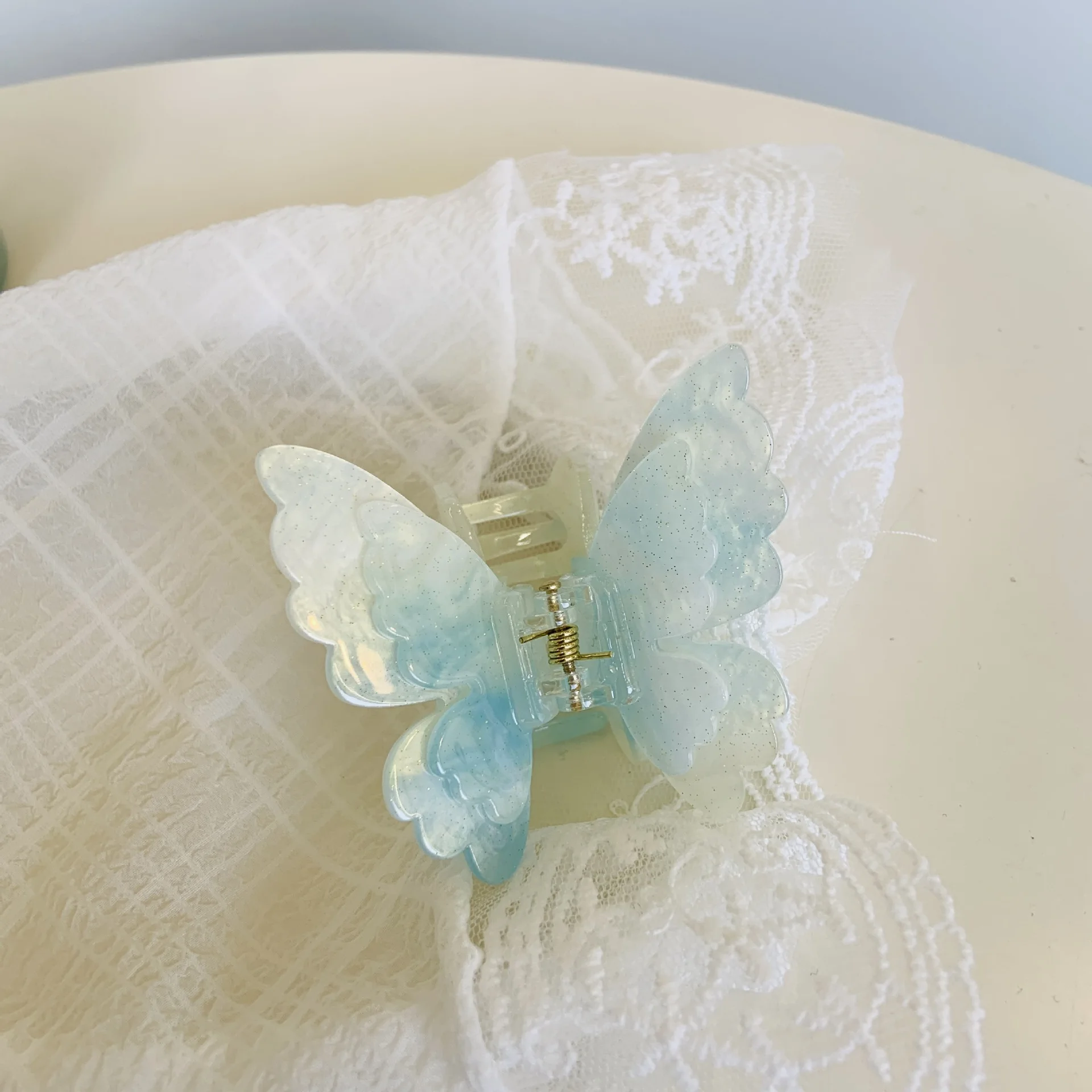 New Acrylic Double-layer Butterfly With Gradient Wings Hair Grabbing Girl's Sweet Hair Accessories