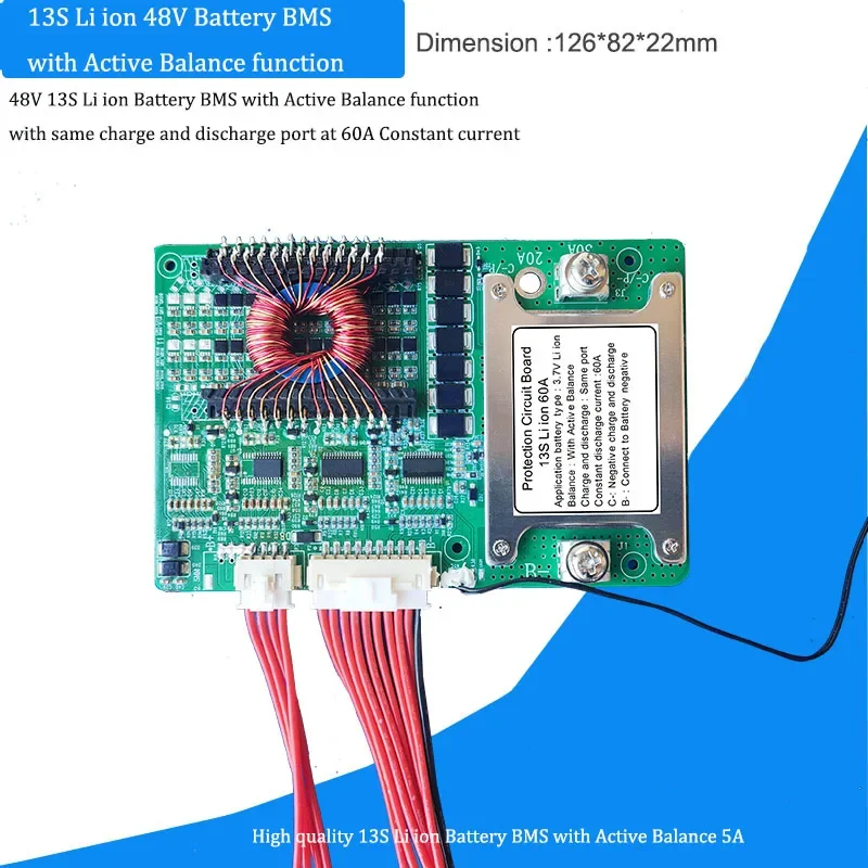 13S  Active Balance BMS  with  60A constant current for 48V Lithium ion Battery