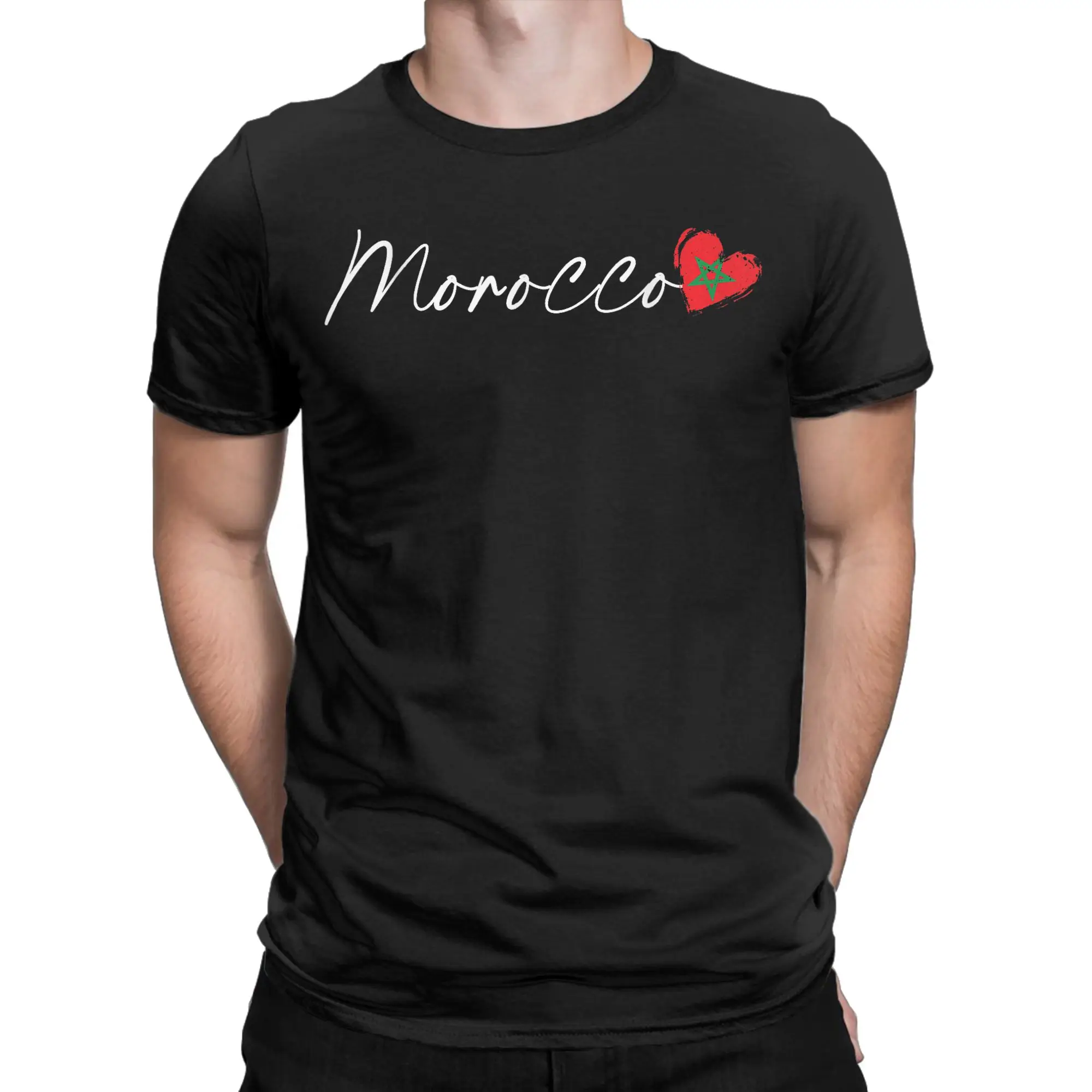 Morocco Flag Moroccan T Shirt for Men Cotton Awesome T-Shirt Round Collar  Tees Short Sleeve Tops Summer