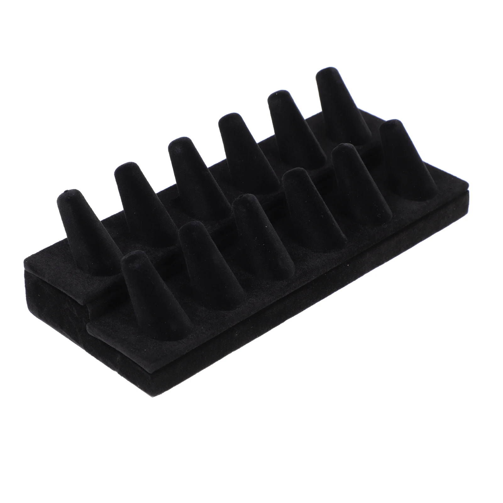 

1pc Ring Display Rack Finger Stand Black Jewelry Organizer Double Layer Holder for Home Store Use Handmade Flat Base Easy