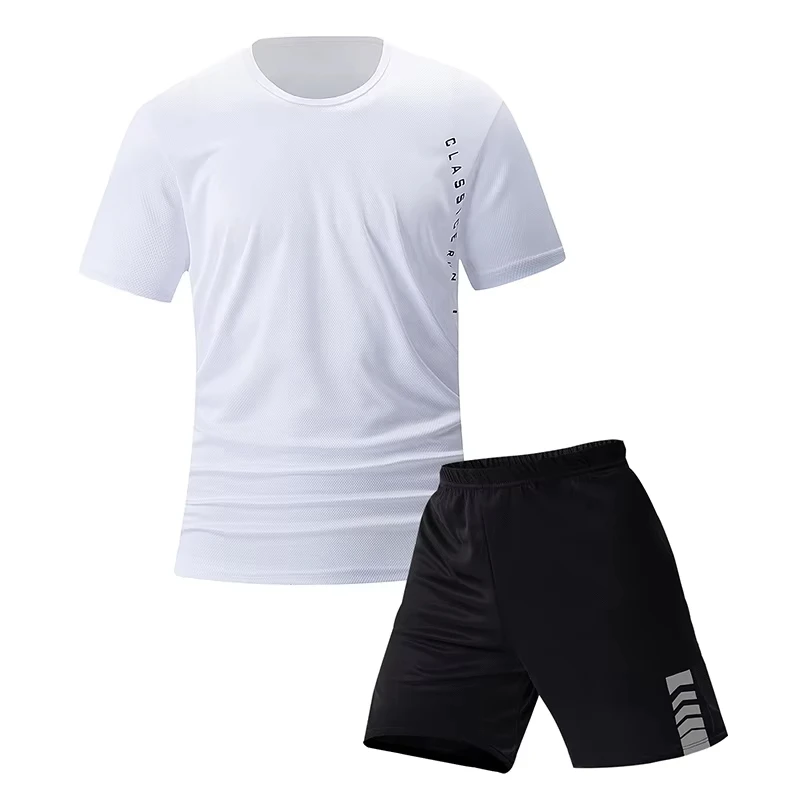 2024 New Men\'s Fitness 3D Printed Set Men\'s Casual Sportswear Set Oversized Sportswear Short Sleeved T-Shirt+Shorts 2-Piece Set