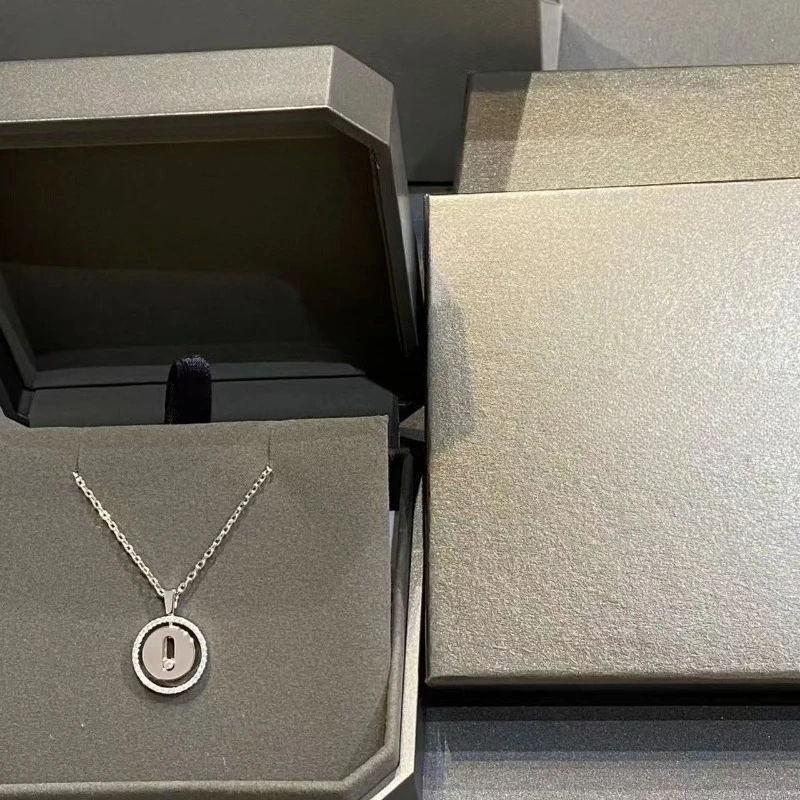 Double Layer Round Moving CZ Pendant Necklace, Paved Cubic Zirconia Alloy Necklace, Minimalist Modern Jewelry for Women, Suitable for Daily Wear, Office Work, Dating and Casual Party Occasions