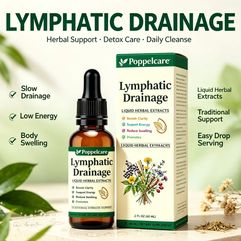 60ML Lymphatic Drainage Herbal Drop Lymph Care Supplement Reduce Body Swelling Edema Boost Energy Mental Clarity Body Detox Care