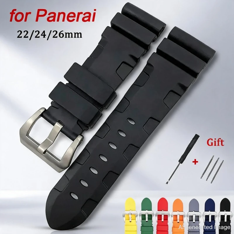 22mm 24mm 26mm Silikonarmband für Panerai, wasserdichtes Gummiarmband für SUBMERSIBLE PAM441/351/111, weiches Sport-Armband