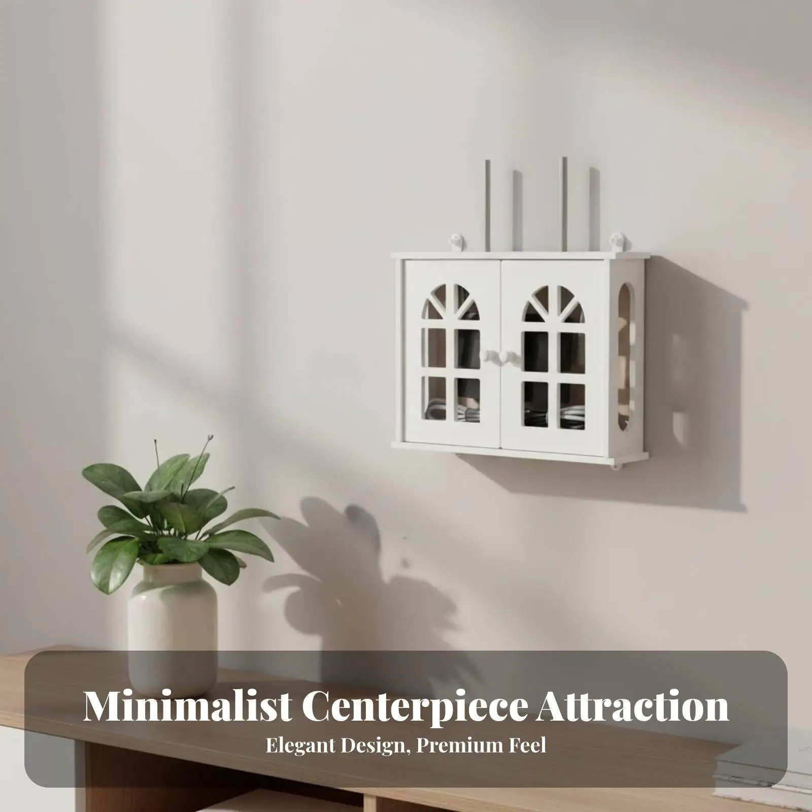 Wood Plastic Panel Wall Mounted Shelf Floating Storage Rack Display Shelving Unit for Bathroom Kitchen Home Decor