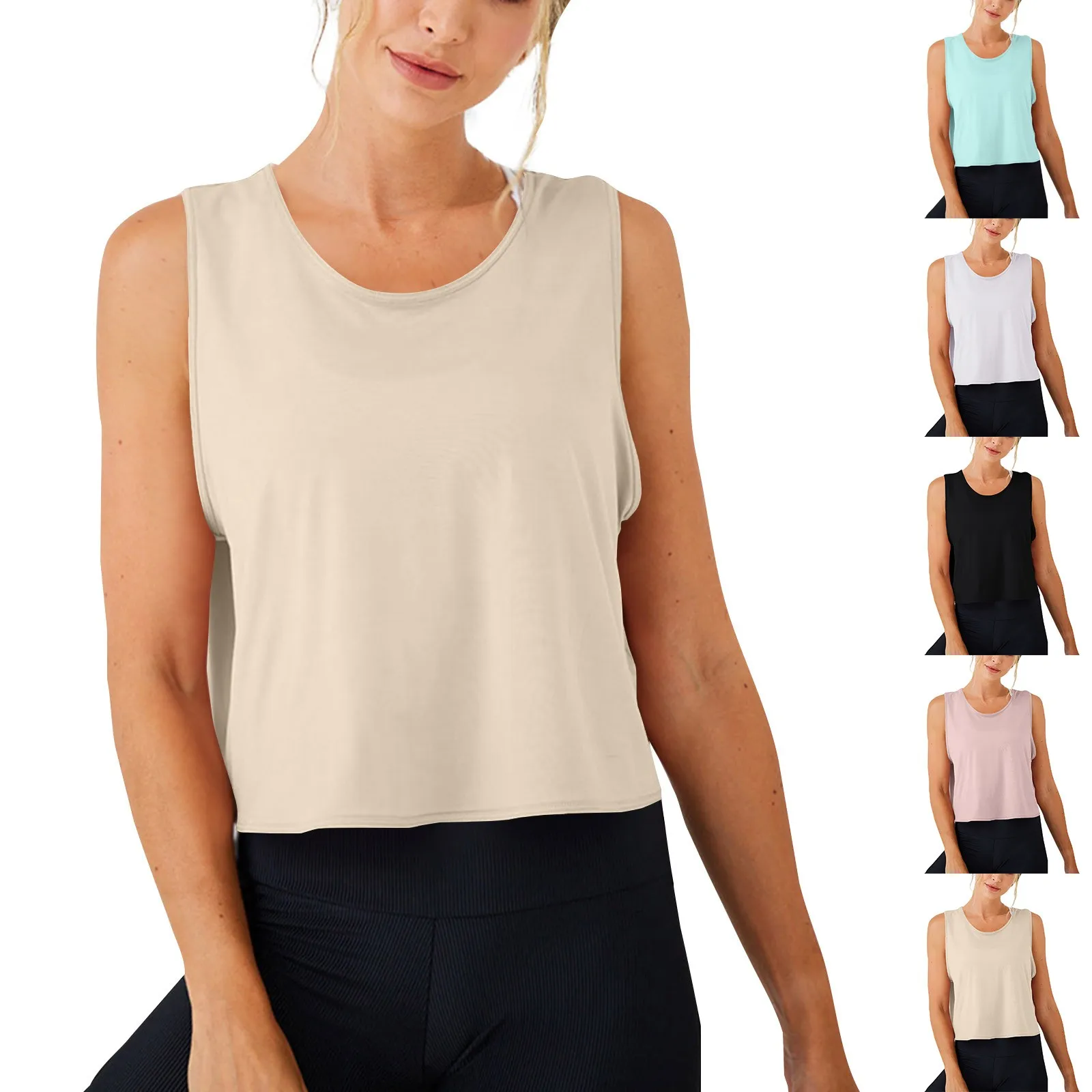 Damski top w jednolitym kolorze Damski sportowy top z szelkami Moda damska Hollow Back Sport Bieganie Fitness Casual Hundred Top do jogi