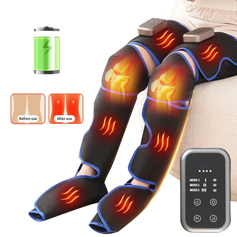 

Wireless Air Compression Leg Massager Electric Muscle Recovery Boot Slimming Device with Heating TypeC Rechargeable Pain Relief