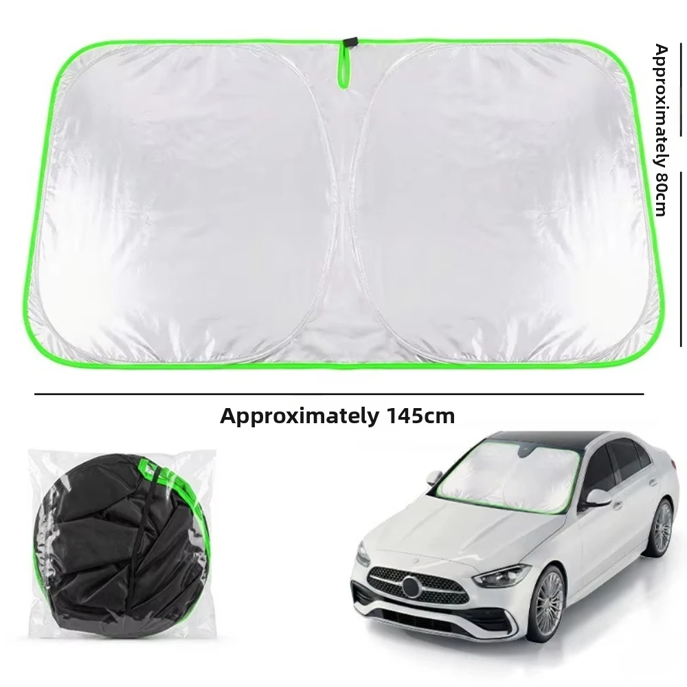 Foldable Design Car Sun Shade Cover UV Reflective Front Window Fit Foldable Car Curtains Cooling Effect Compact Storage