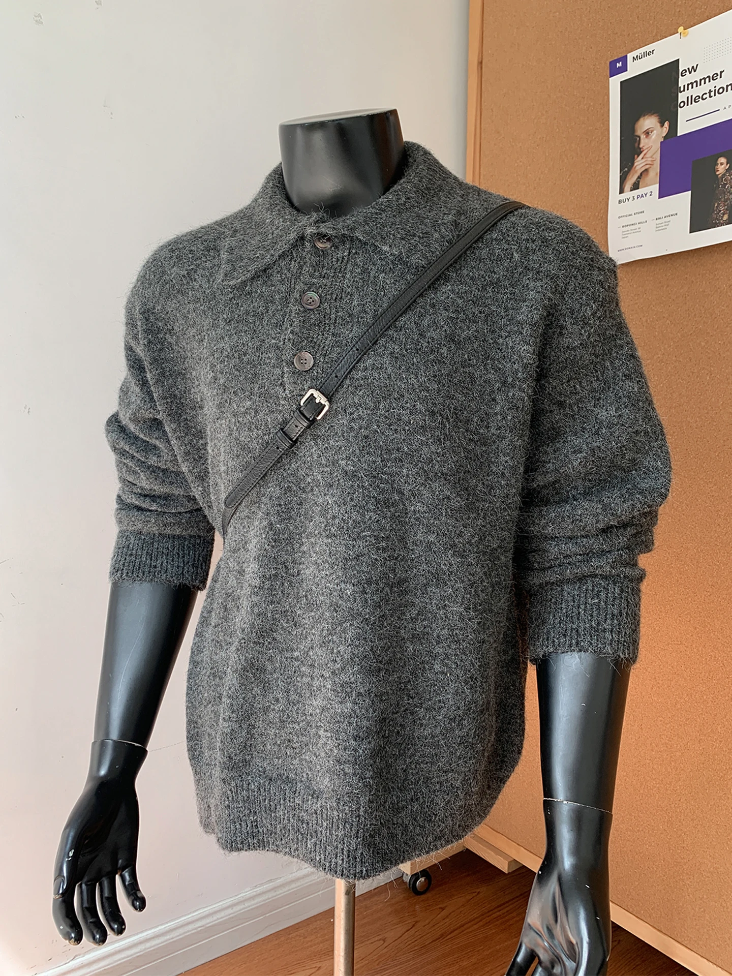 

Мужской трикотажный джемпер с воротником Хенли в стиле ретро, осенне-зимний, американского кроя, базовый слой, можно носить как самостоятельную вещь, мужской трикотаж.