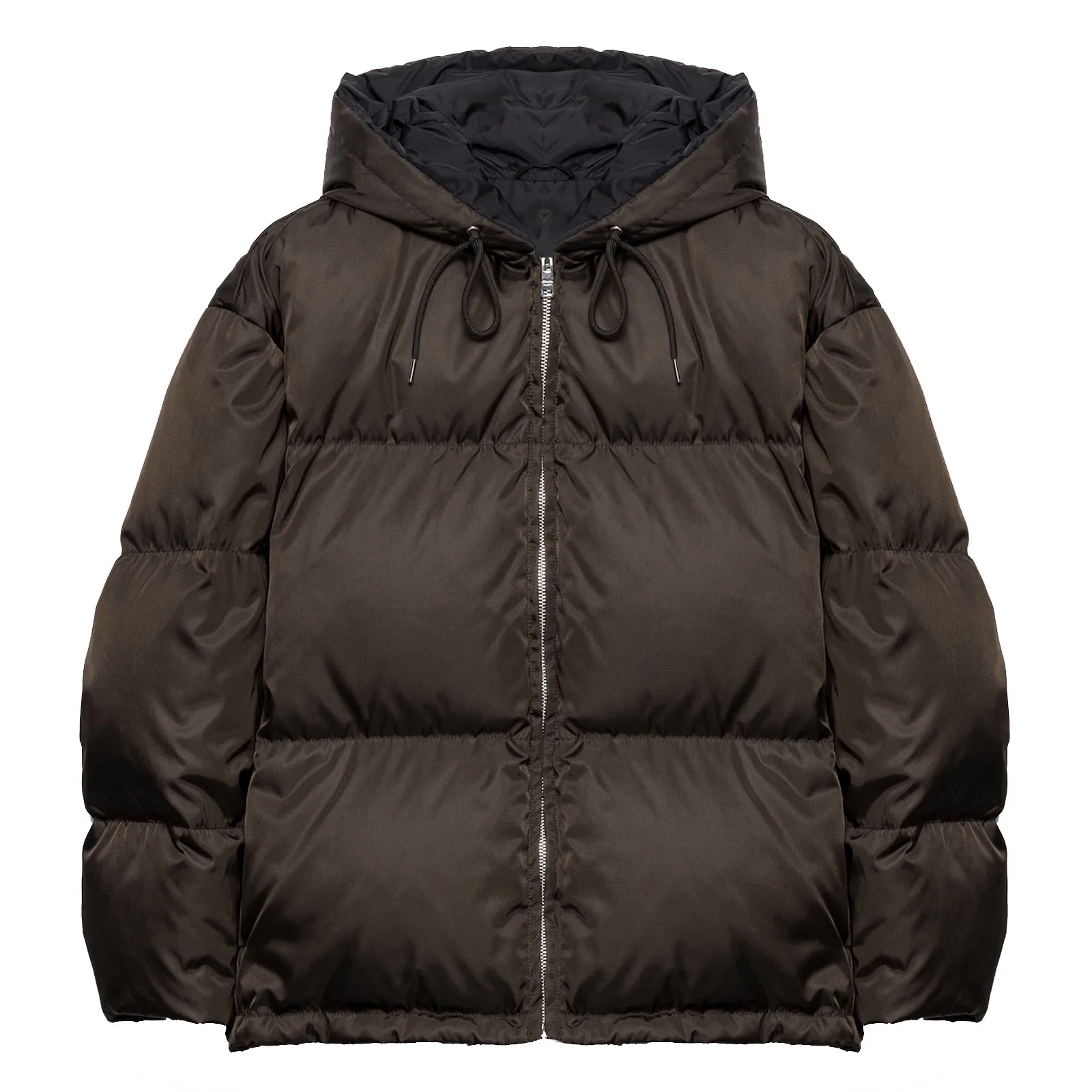 Dark brown women's hooded down jacket #S4182
